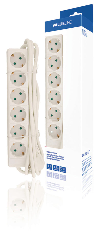 Valuelin Valueline VLES630F001WH SENDING KASTE 6-WEI 3,00 M WEISE