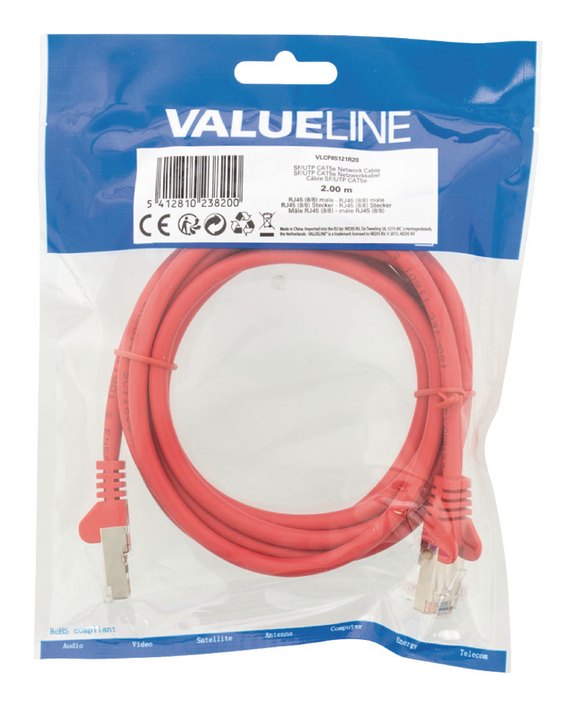 Valuelin Valueline VLCP85121R20 CAT5E SF UTP -Netzwerkkabel RJ45 (8 8) Männlicher RJ45 (8 8) Männlich 2,00 m rot