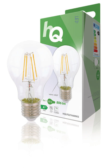 HQ HQ HQLFE27A60002 LED RETRO Filament Lampe E27 A60 6 W 806 LM 2700 K
