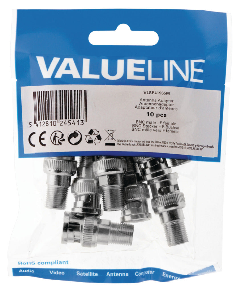 Valuelin Valuelin VLSP41965M Antennenadapter BNC Männlich F-Connector weiblich Silber