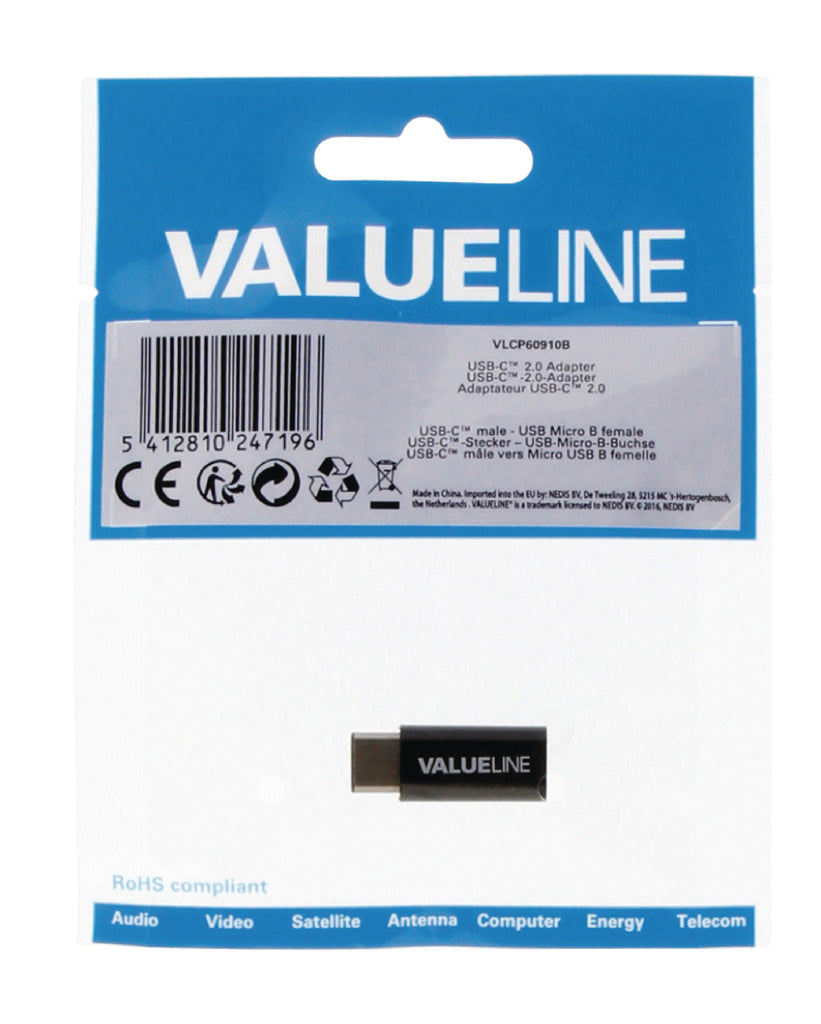 Valuelin Valueline VLCP60910b USB 2.0 Adapter USB-C Männlich USB Micro-B FEMALE