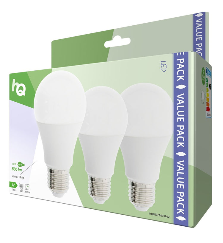 HQ HQ HQLE27A603P02 LED LAMP 3 Teile E27 A60 9 W 806 LM 2700 K
