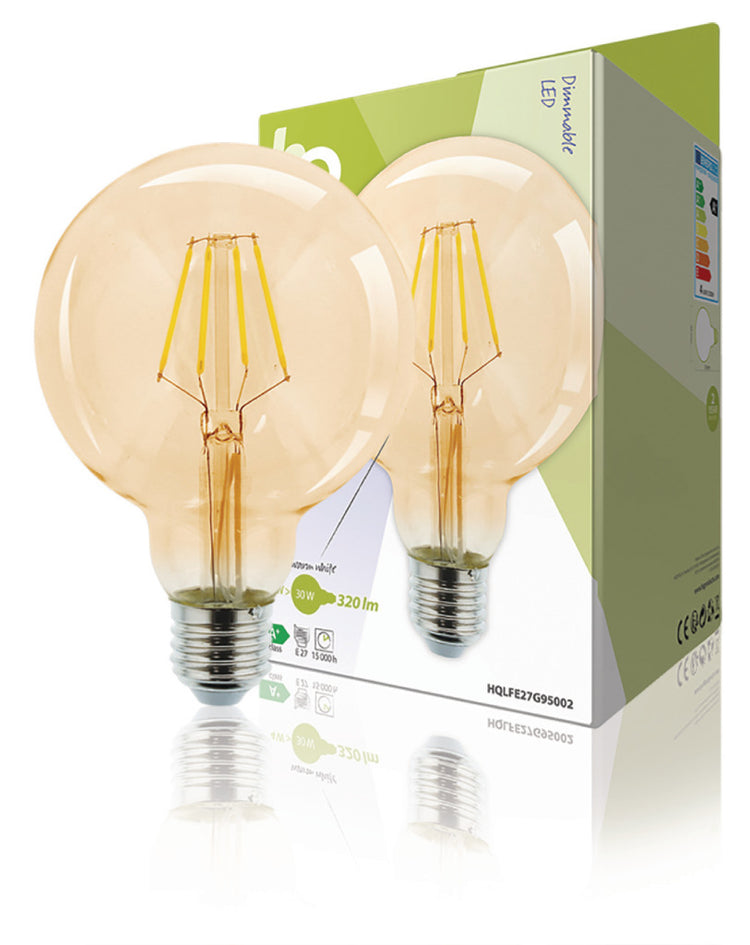 HQ HQ HQLFE27G95002 LED RETRO Filament Lampe E27 Dimmbare G95 4 W 320 LM 2500 K