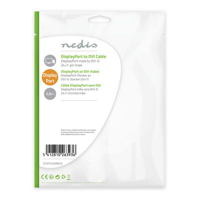 Nedis CCGP37200BK20 DisplayPort DVI Cable DisplayPort männlich DVI-D 24+1-pin männlich 2,0 m schwarz