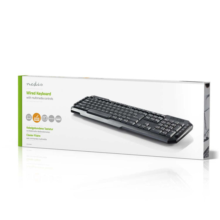 Nedis KBMU100BKUS Taasted USB -Tastatur Multimedia -Tasten US International