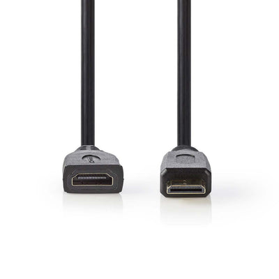 Nedis CVGP34590BK02 Hochgeschwindigkeit HDMI-Kabel mit Ethernet-HDMI-Mini-Konnector HDMI FEMAL 0,2 m Schwarz