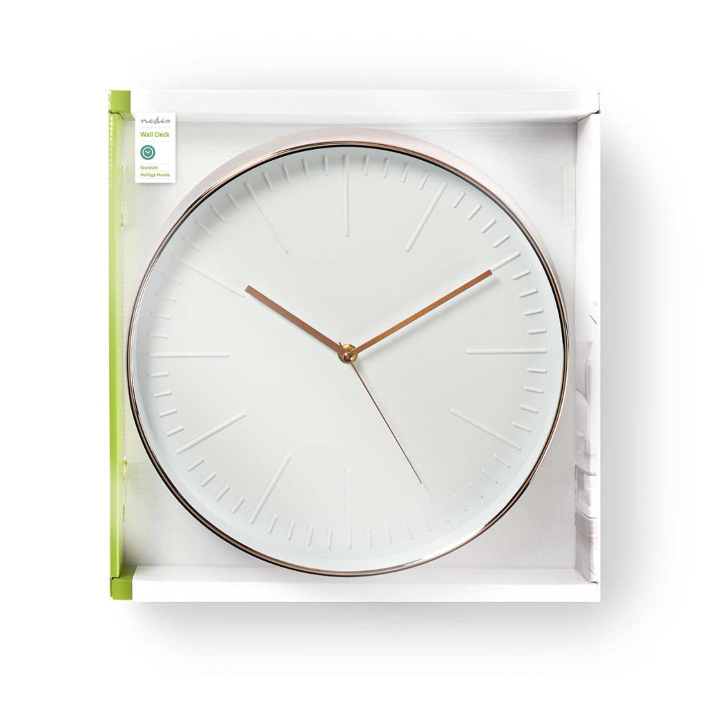Nedis CLWA013PC30RE RUND WALL Durchmesser 30 cm Weiß Pink Gold