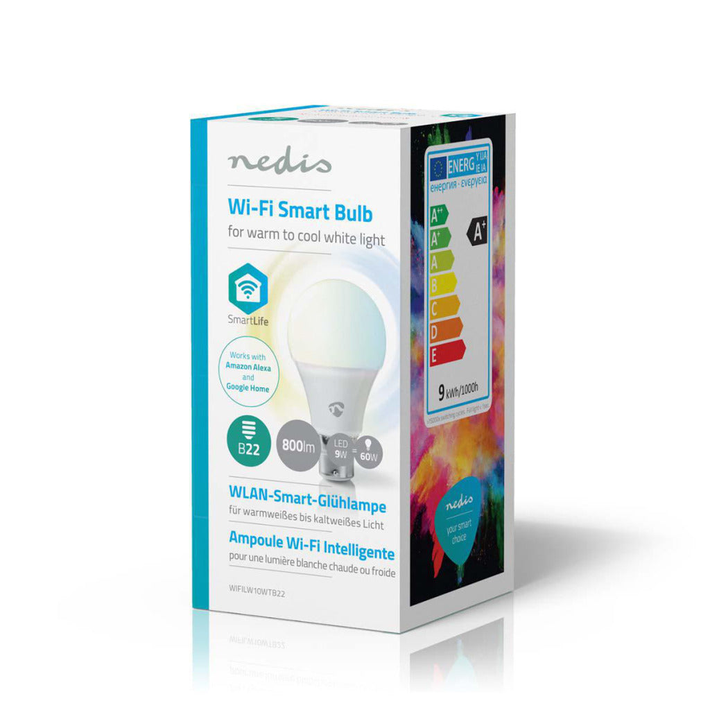 Nedis Wifilw10WTB22 Wi-Fi Smart LED Lamp-Weiß B22