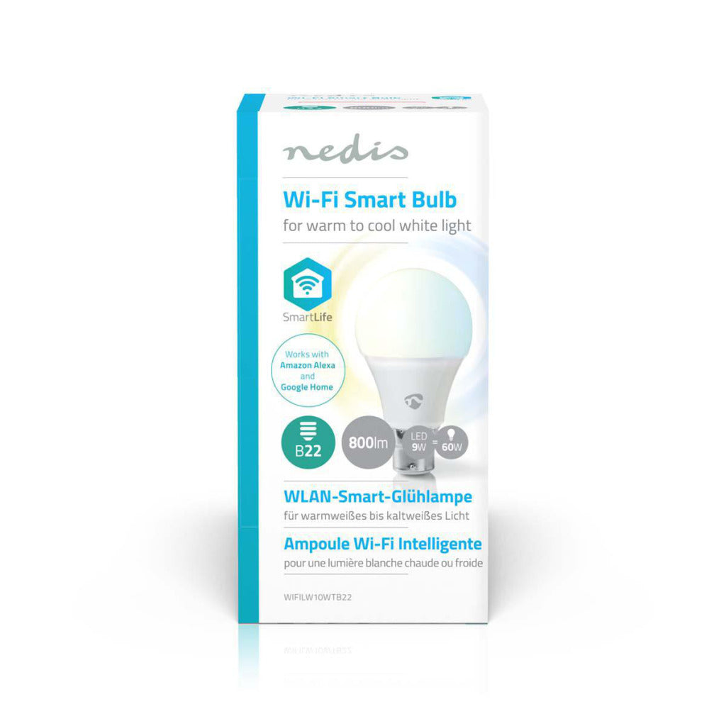 Nedis Wifilw10WTB22 Wi-Fi Smart LED Lamp-Weiß B22