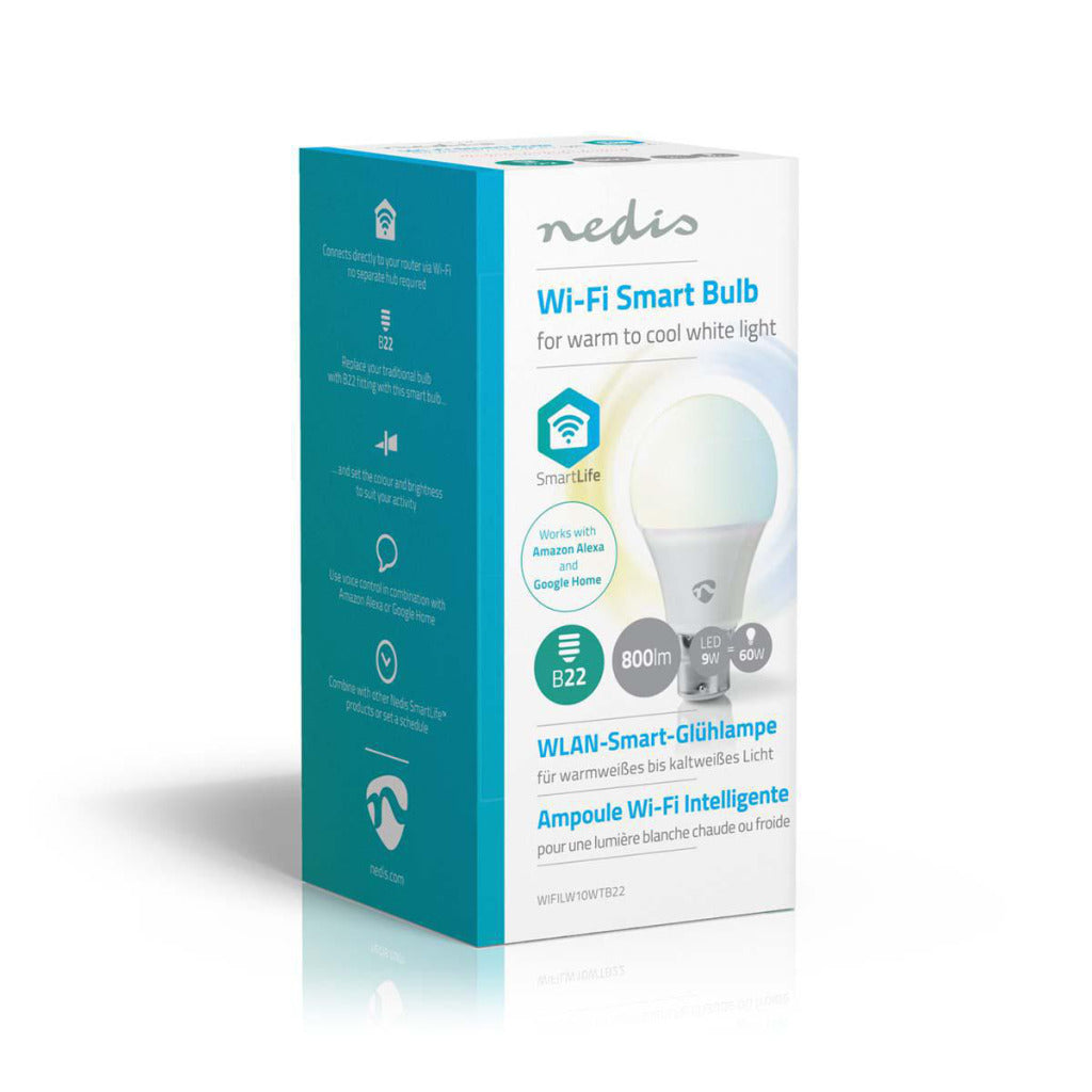 Nedis Wifilw10WTB22 Wi-Fi Smart LED Lamp-Weiß B22