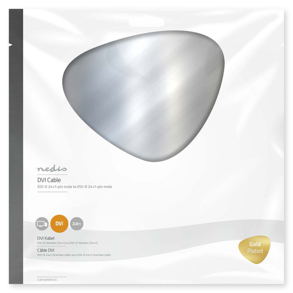 Nedis CCBP32000AT20 DVI-Kabel DVI-D 24+1-Pins Männlich DVI-D 24+1-Pin-Mann 2,0 m Anthrazit