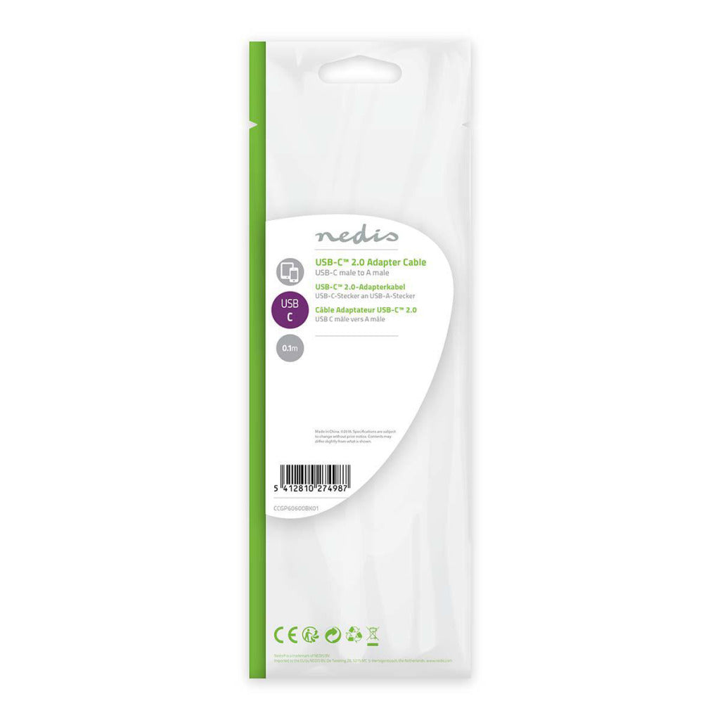 Nedis CCGP60600BK01 USB 2.0 Kabel-C-Male A männlich 0,1 m schwarz