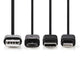 Nedis CCGP60620BK10 3-in-1-Synchronisation und Ladungskabel USB-A micale B männliche Typ-C-Blitz 8-Pins männlich 1,0 m Schwarz
