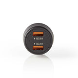 Nedis CCQC600ABK CAR Ladegerät 3.0 A 2x USB (QC 3.0) Schwarz - afbeelding 1
