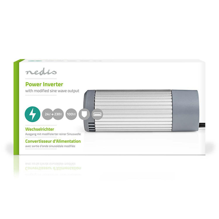Nedis PIMS10024 Power-Cormer Modified Sinus Golf 24 V DC 230 V 100 W 1x Schuko 1x USB-Ausgang