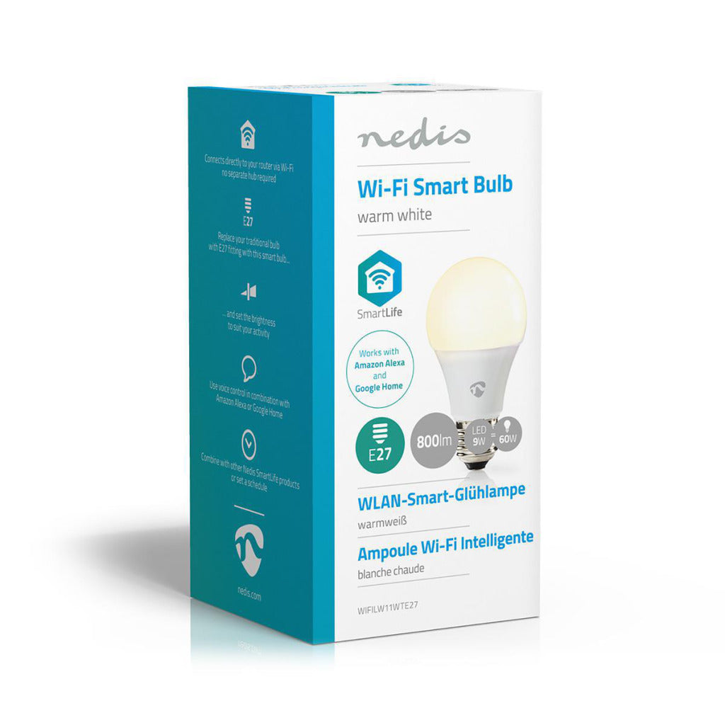 Nedis Wifilw11wte27 WiFi Smart LED -Glühbirne warme Weiße E27