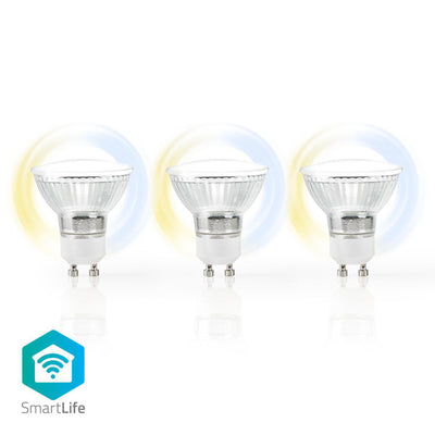 Nedis Wifilw30crgu10 Wi-Fi LED-Lampe warm bis kühle weiße GU10 3-Pack