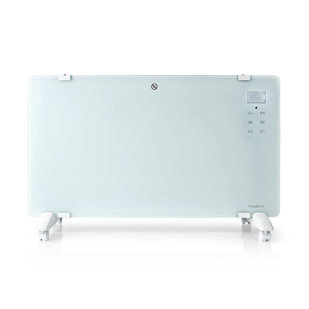 Nedis wifihtpl20fwt Smart Convector Herd mit Wi-Fi Thermostat Glass Front Panel 2000 W Weiß