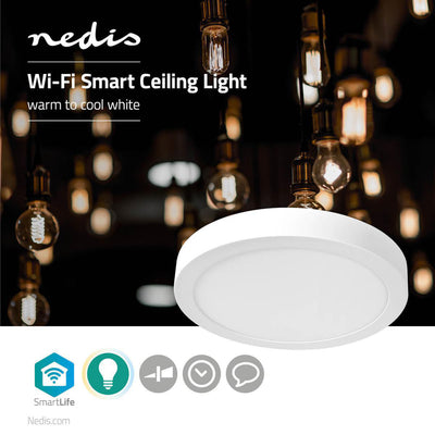 Nedis Wifilaw20WT Wi-Fi-Deckenlampe um Oslash; 30 cm warm bis kühle weiße 1200 LM 18 W Slim Design Aluminium