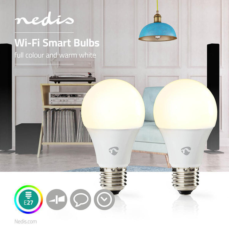 Nedis Wifilc21wte27 Wi-Fi-LED-Lampen Vollfarbig und warmweiß E27 2-Pack