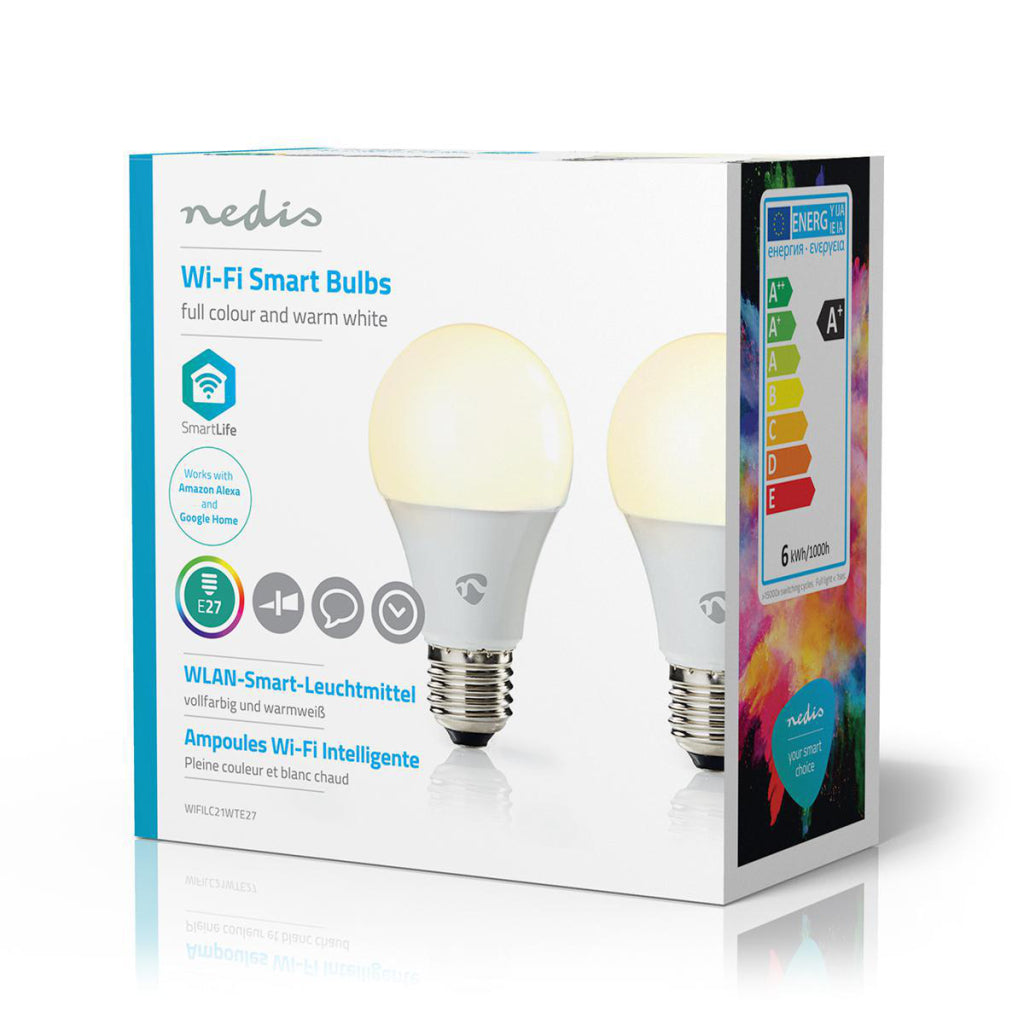 Nedis Wifilc21wte27 Wi-Fi-LED-Lampen Vollfarbig und warmweiß E27 2-Pack