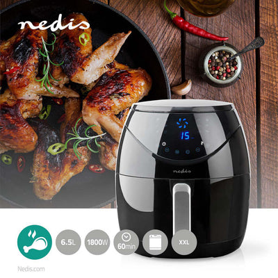 Nedis Kaaf250ebk Hot Air Fryer 6.5L 1800W Schwarz