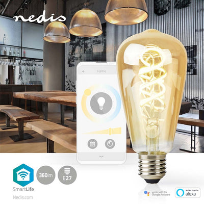 Nedis Wifilrt10st64 SmartLife LED-Filamentlampe Wi-Fi E27 360 LM 4,9 W warm bis kühle weiße 1800 6500 K Glass Android Trade; iOS ST64