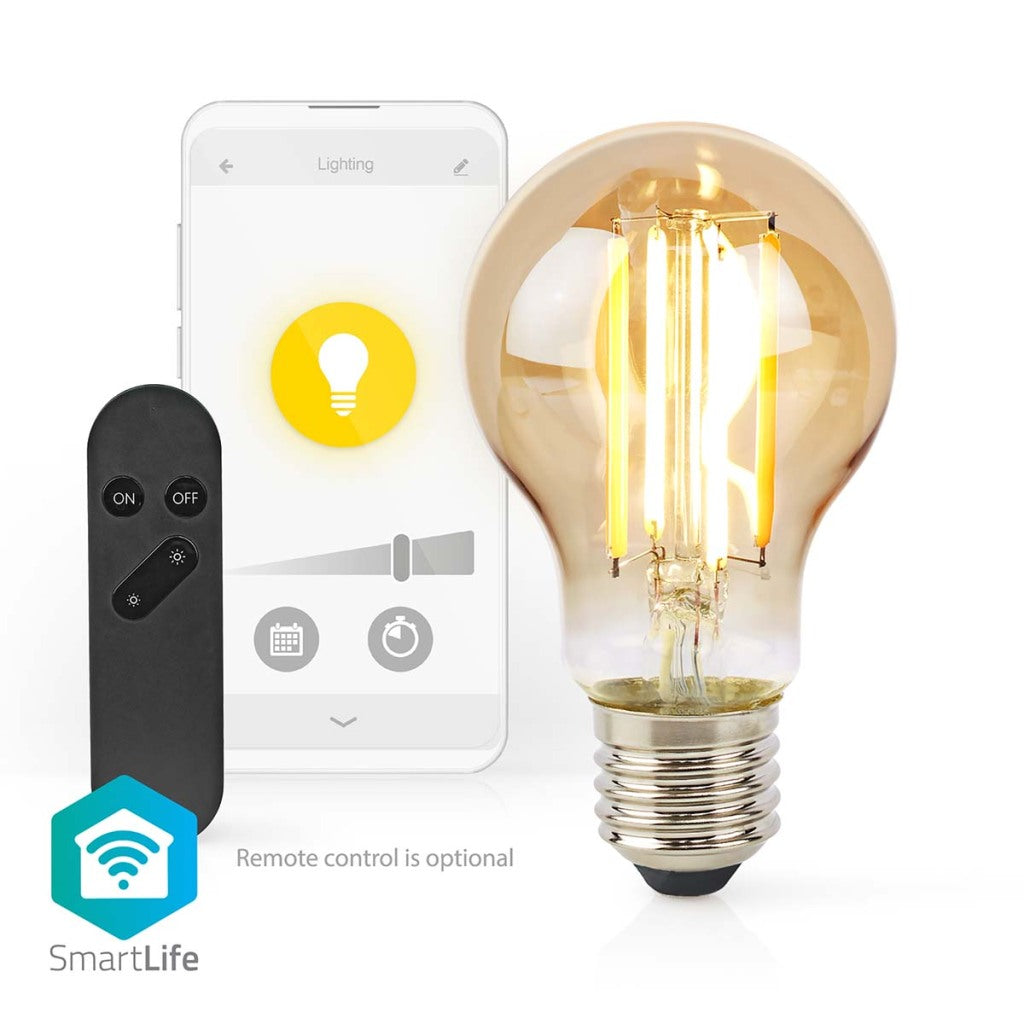 Nedis Wifilrf10a60 SmartLife LED-LED-Filamentlampe Wi-Fi E27 806 LM 7 W warmes weißes Glas Android iOS Peer