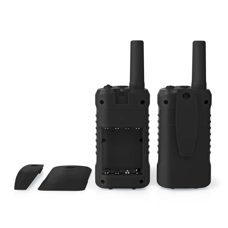 Nedis WLTK0610BK Walkie Talkie Set 2 Handys bis zu 6 Frequenzkanäle: 8 Vox bis 3 Stunden Kopfhörerausgabe 2 Headsets Schwarz