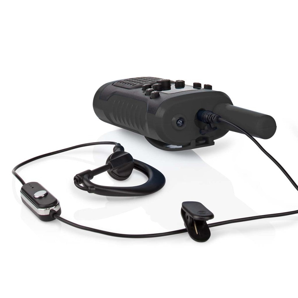 Nedis WLTK0610BK Walkie Talkie Set 2 Handys bis zu 6 Frequenzkanäle: 8 Vox bis 3 Stunden Kopfhörerausgabe 2 Headsets Schwarz