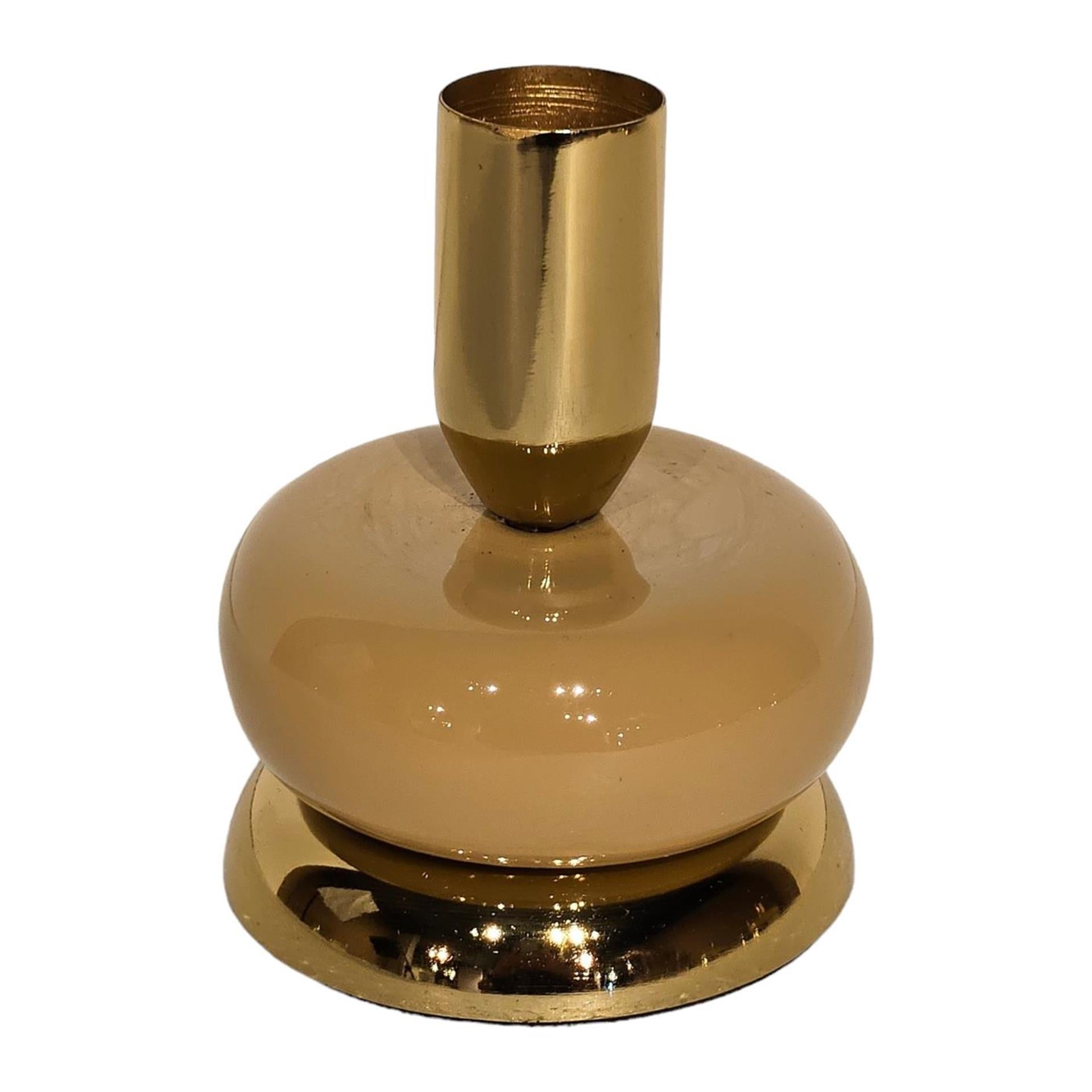 Mansion Atmosphäre Kerzenständer goldbeige Emaille 7x7x8,5cm