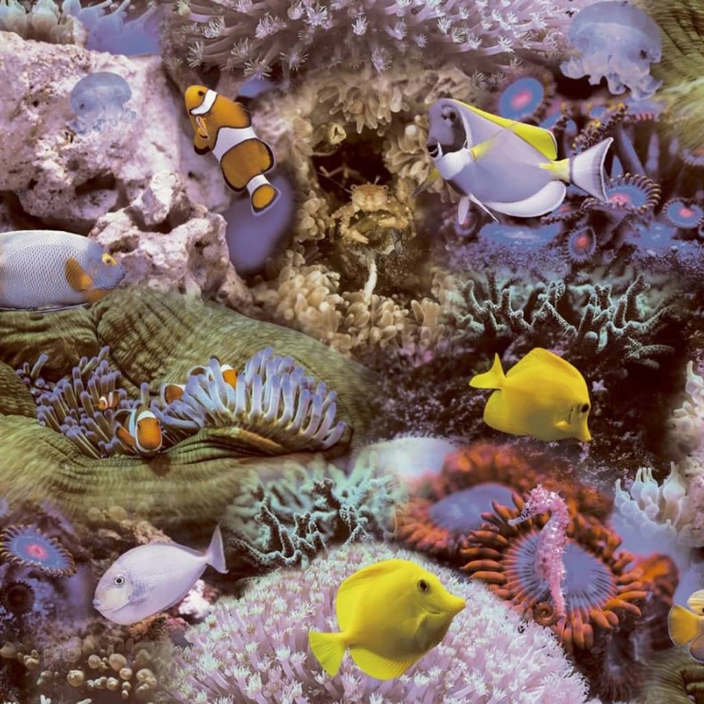 Noordwand Noordwand Tapete gute Stimmung Korallen und tropische Fische Geel und Lila