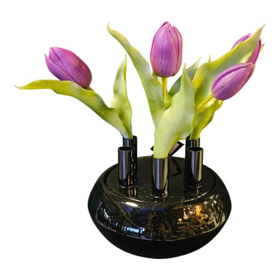 Mansion Atmosphäre Blumenröhrenvase Scarlett Schwarz ø21xh17cm