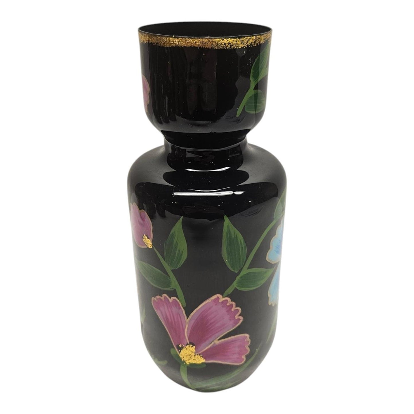 Vase mit Mansion-Atmosphäre, handbemalte Blume, 9 x 9 x 20 cm