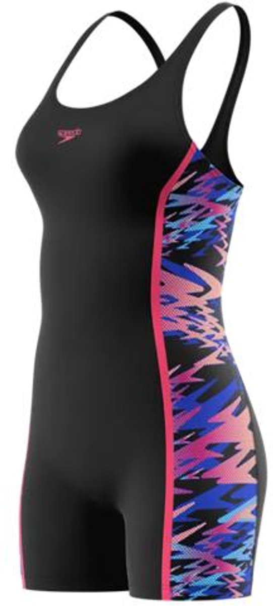 Speedo Hyperboom Splice Muscleback Legsuit Damen Sport-Badeanzug – Schwarz Pink