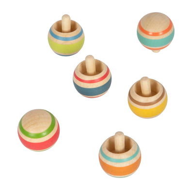 Kleine Fußholz -Spins gestreift, 6 Set von 6
