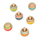 Kleine Fußholz -Spins gestreift, 6 Set von 6