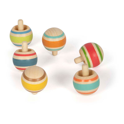 Kleine Fußholz -Spins gestreift, 6 Set von 6