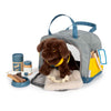 Kleiner Fußumarmendhund mit Trägertasche und Pflege -Set