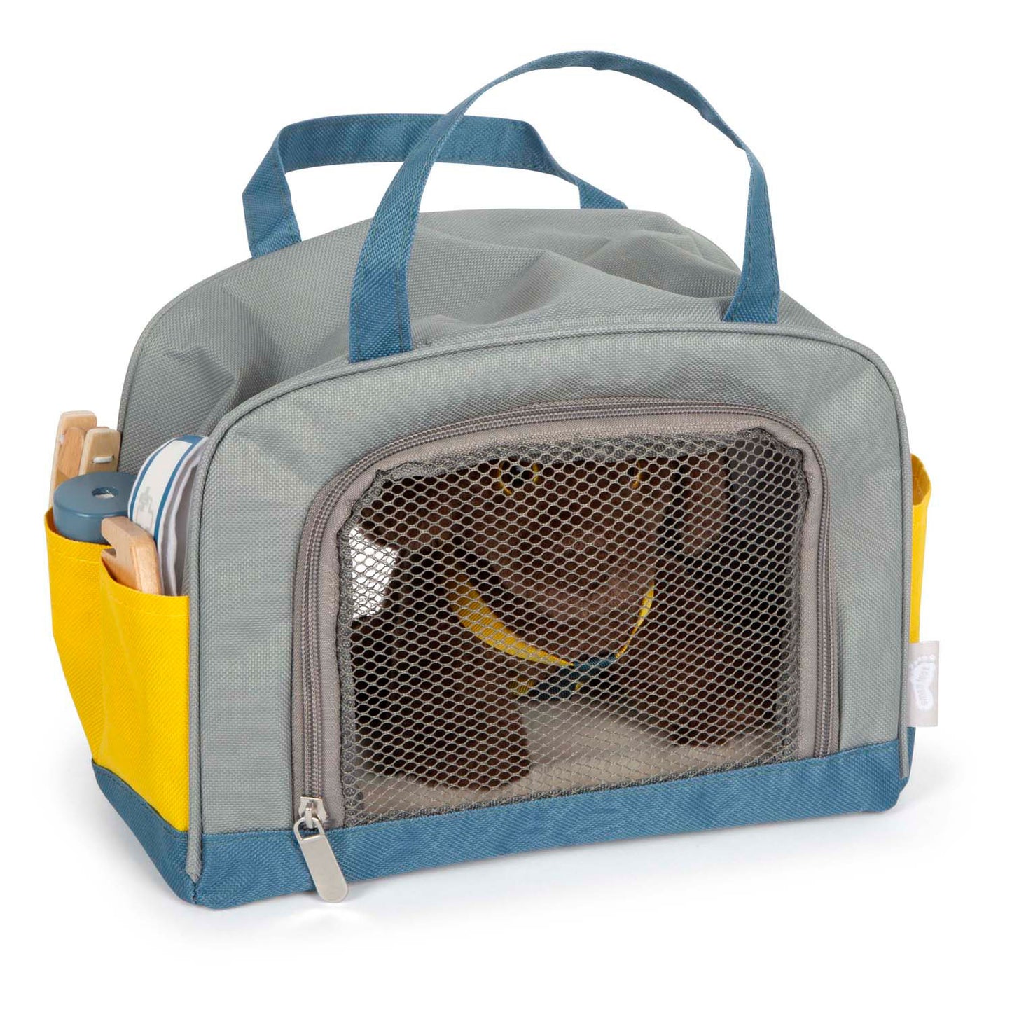 Kleiner Fußumarmendhund mit Trägertasche und Pflege -Set