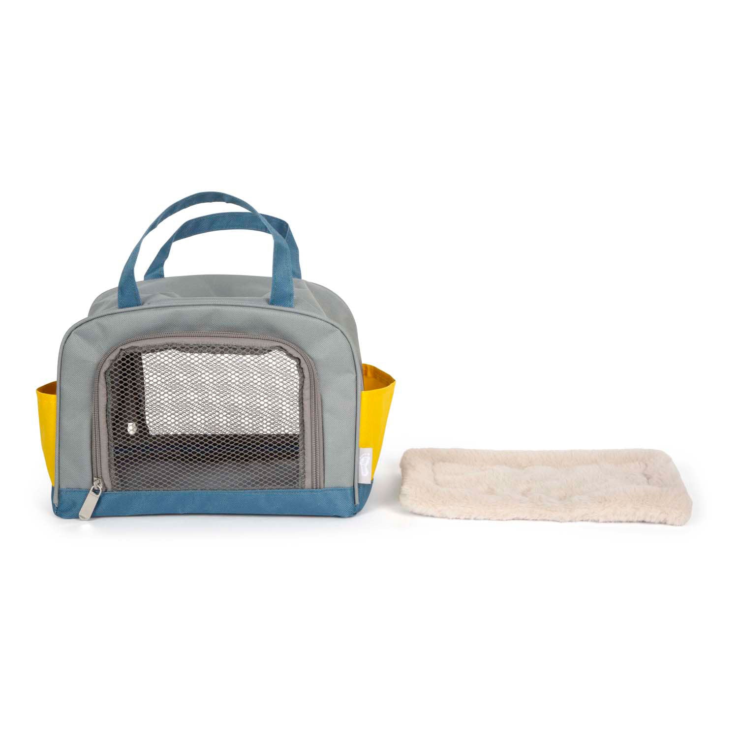 Kleiner Fußumarmendhund mit Trägertasche und Pflege -Set