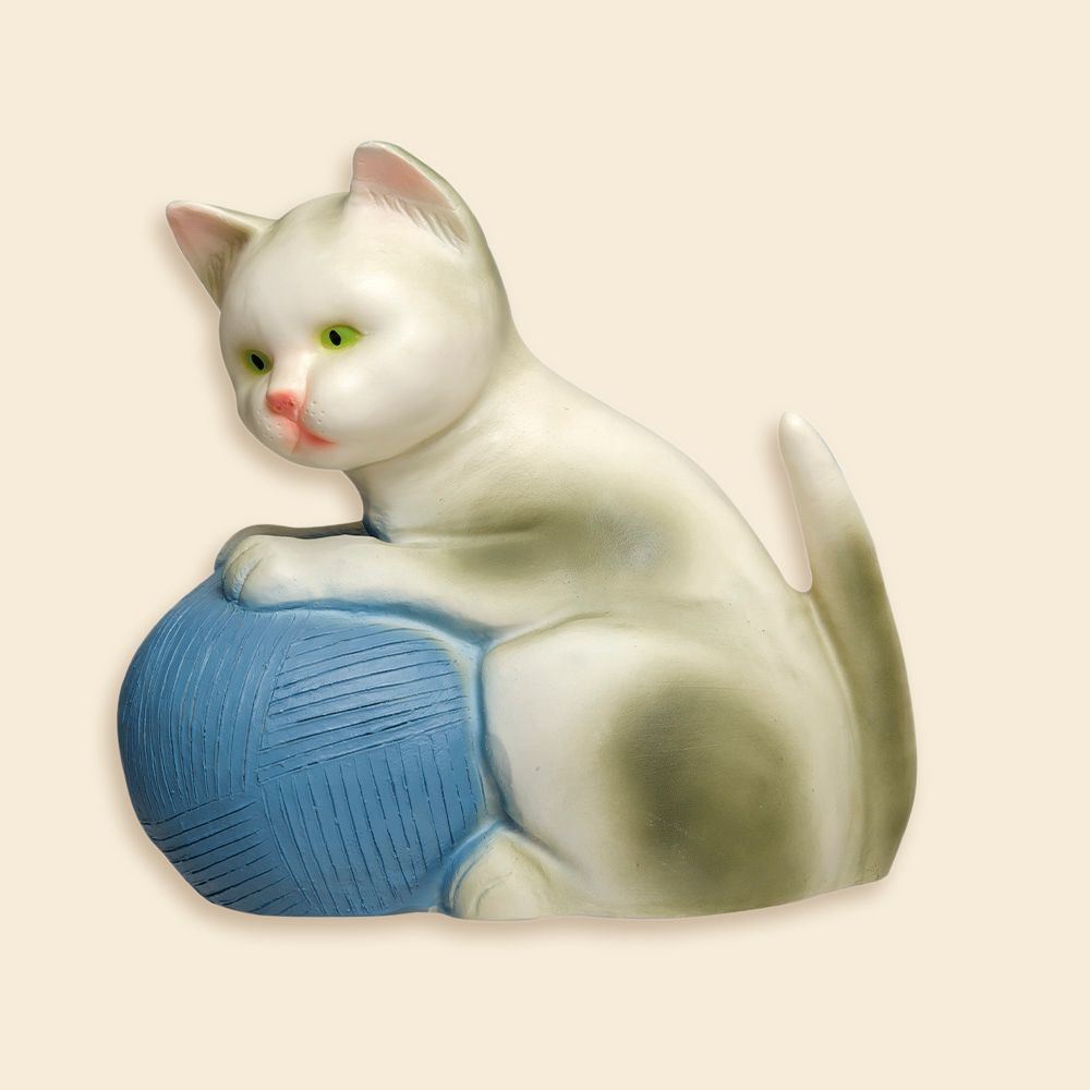 Egmont Lampe Katze mit Wollknäuel blau 24x23