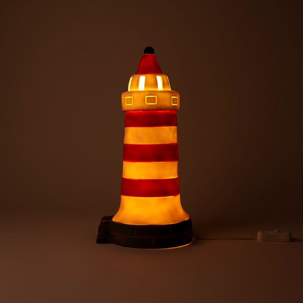 Egmont Lampe Leuchtturm rot-weiß. 17x35 cm