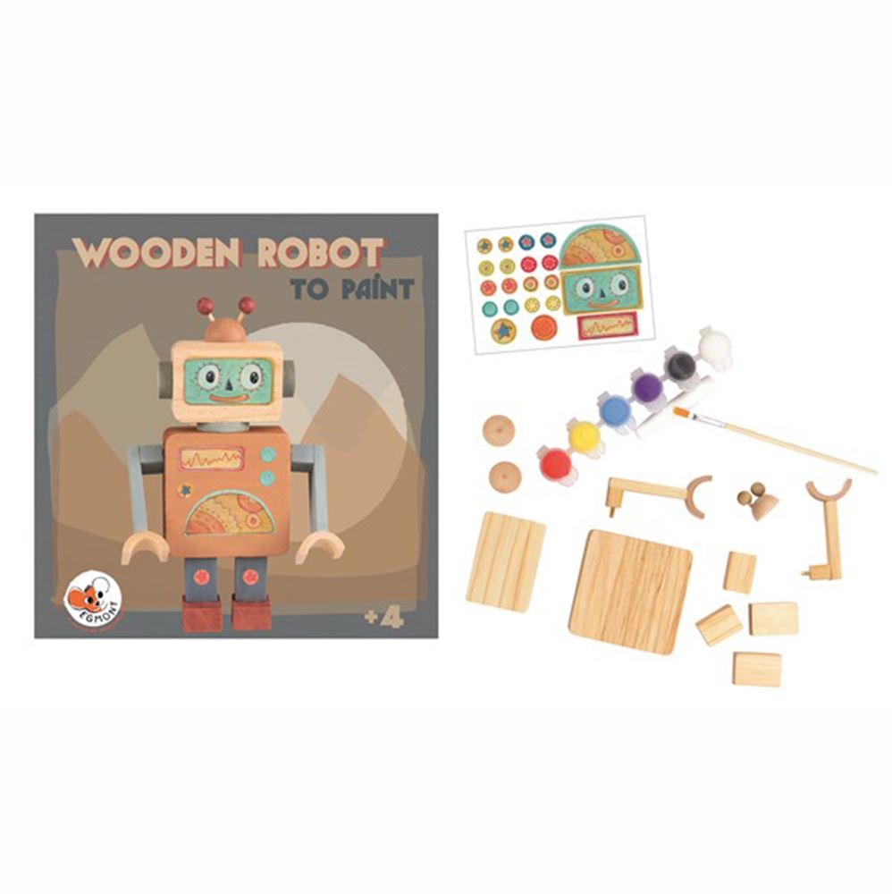 Bastelset Roboter aus Holz. 20x20x4 cm.