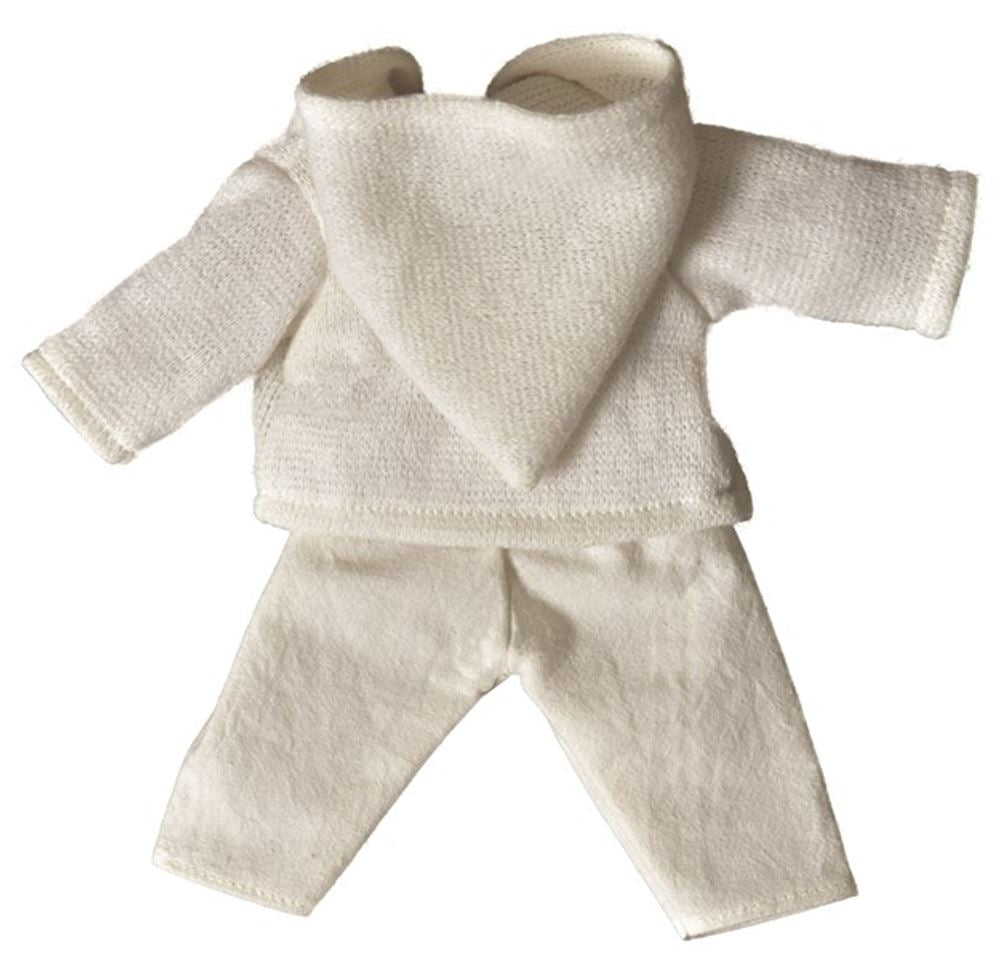 Puppenkleidungsset in Cremeweiß. 1+