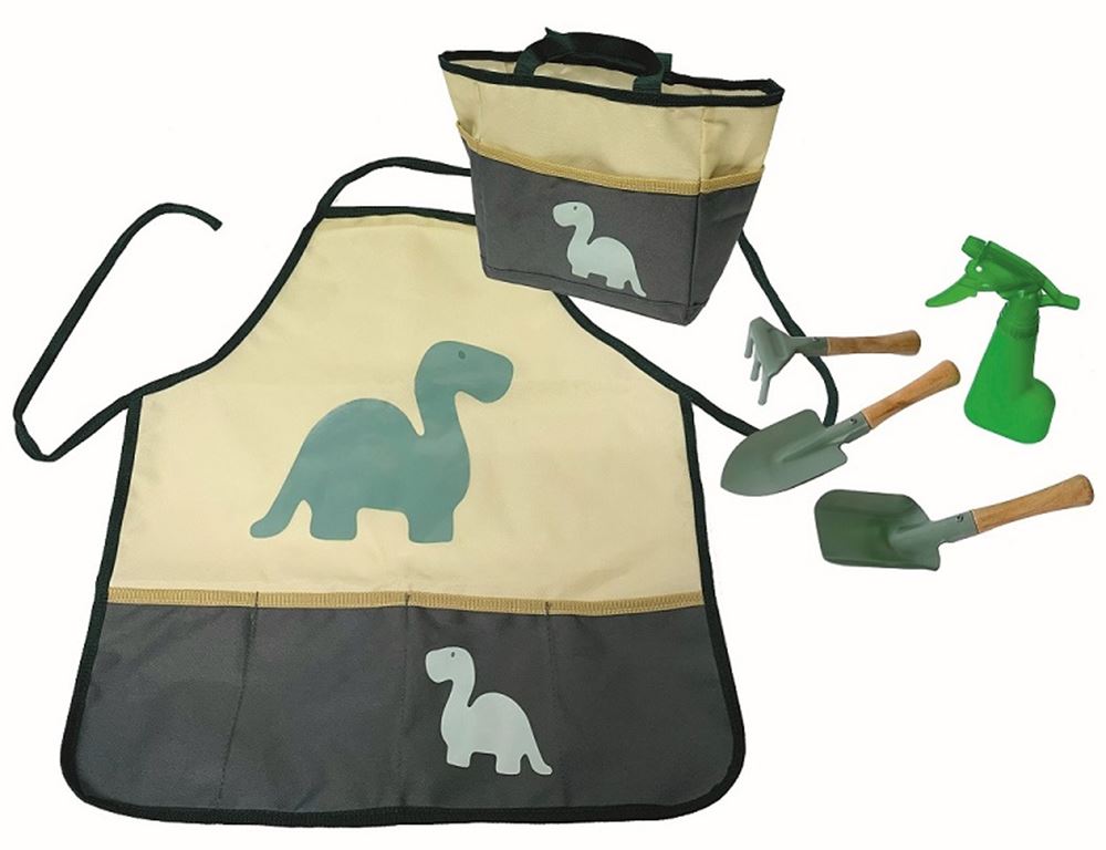 Dinosaurier-Gartenset 6-teilig. 22x22x9 cm. 3+
