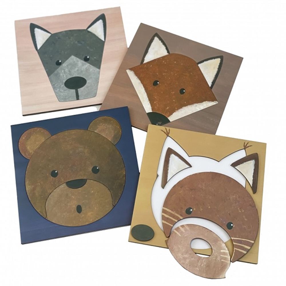 4 Puzzle Waldtiere 3+ 23x23x4 cm