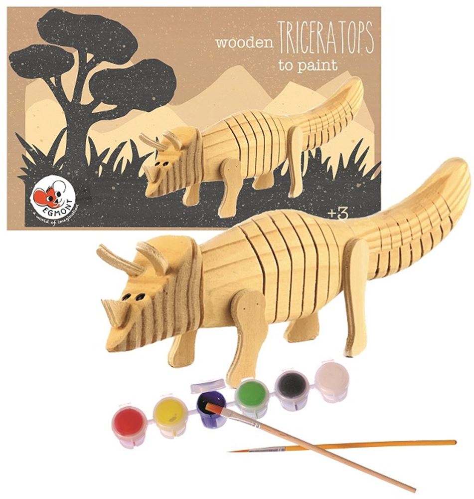 Triceratops aus Holz zum Bemalen. 22x7x5