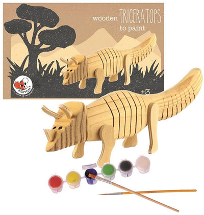 Triceratops aus Holz zum Bemalen. 22x7x5