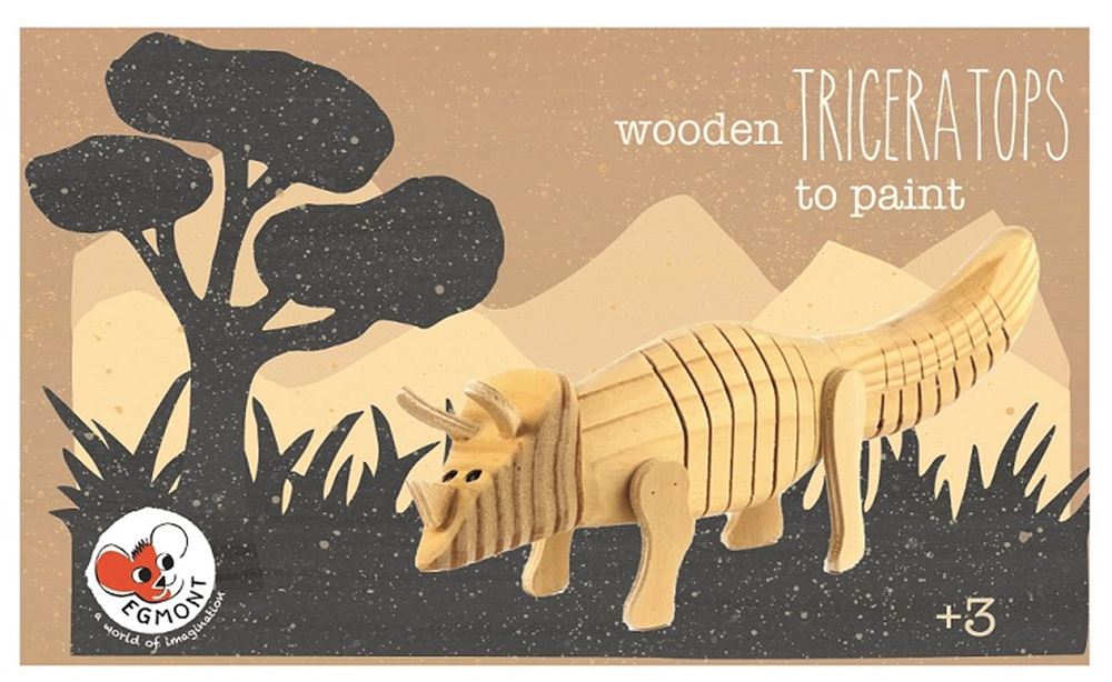 Triceratops aus Holz zum Bemalen. 22x7x5